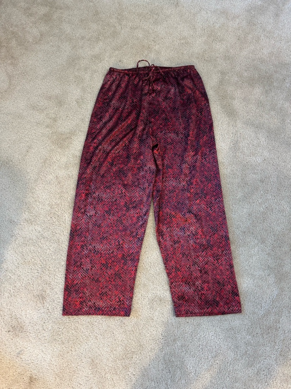 Victoria’s Secret Vintage 2000’s Red Snake-Print Wide Leg Lounge Pants
